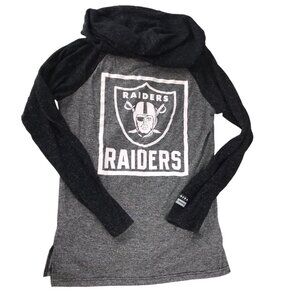 Las Vegas RAIDERS Football Hoodie Hooded Pullover Gray Black Henley Medium